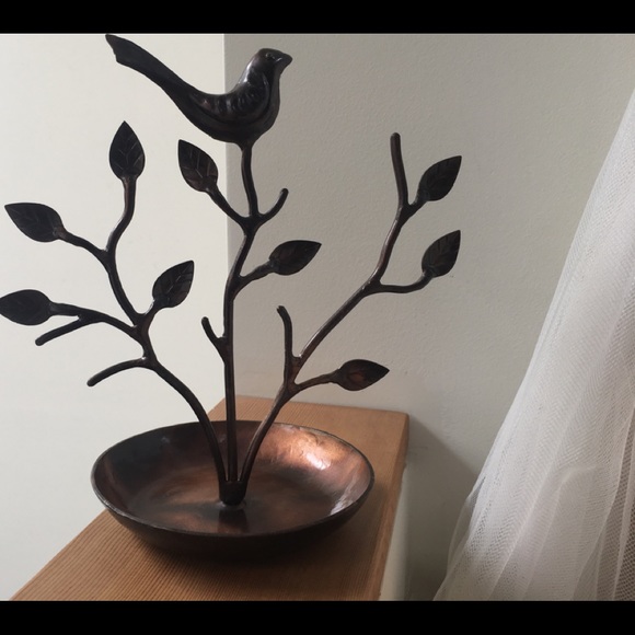 Bronze Jewelry stand with Bird topper - Picture 1 of 7